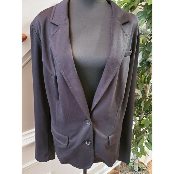 Lane Bryant Women's Blue Polyester & Rayon LongSleeve Button Blazer Coat - Picture 2 of 12